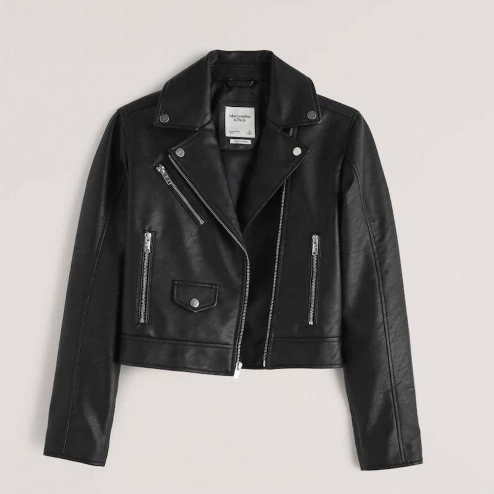 Abercrombie vegan leather wedge biker jacket